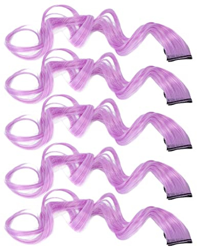 Extension de Cheveux Synthétique, Clamp/Holder dans la Partie de Cheveux Curling Perruque Colorée sans Trace pour les Femmes pour les Femmes Bal (PURPLE)