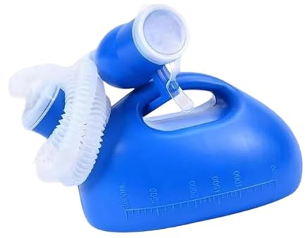 Harilla Urinflasche für Männer, 3000 ml Urinalflasche mit auslaufsicherem Deckel, wiederverwendbarer Urinauffangbehälter für alte Männer, tragbar für Krankenhaus, Auto, Camping, Blau mit 2m Schlauch