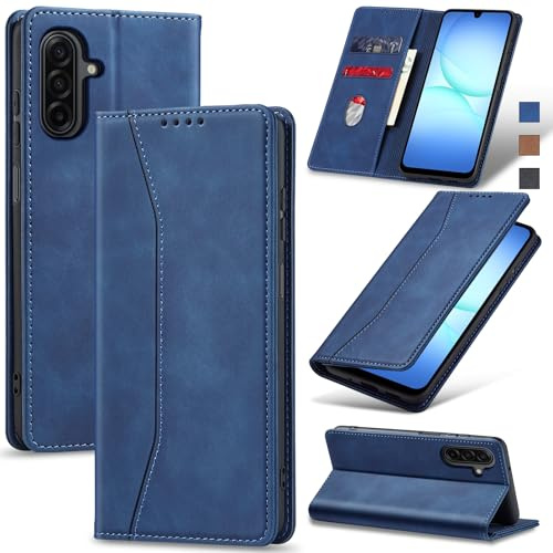 Jasonyu Case for Samsung Galaxy A17 Leather Wallet Flip Cover with Card Holder,Kickstand, Magnetic Closure,TPU Shockproof Phone Case (Blue)