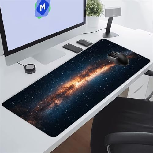 Alfombrilla de Ratón Grande 600x400x2 mm Alfombrilla Raton XXL Costuras de Los Laterales Están Bien Cosidas y Rematadas Evitando Que se Deshilache, Ideal para el Escritorio (Cielo Estrellado Azul)