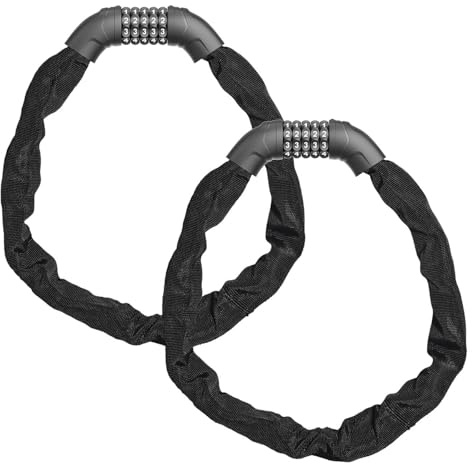AGT Fahrradzahlenschloss: 2er-Set Fahrradschloss mit 5-stelligem Zahlencode, Flexible Stahlkette (Fahrrad und Motorrad-Faltschloss, Fahrrad Sicherheitsschloss, Roller)