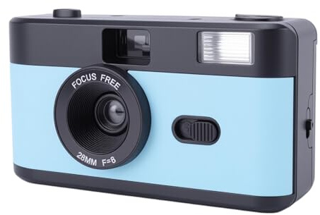 Tangxi Fotocamera Riutilizzabile da 35 Mm, Obiettivo F/8 1/120s, velocità Dell'otturatore retrò con Flash e 27 Pellicole a Colori, Regali Creativi, Fotocamera Vintage con Flash, per (Nero Blu)