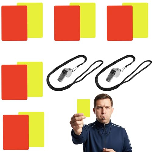FDHBDF 10 carte da arbitro, rosso e giallo, carta del calcio, 2 pipe, carte disciplinari, set di carte da arbitro di alta qualità, strumento portatile per giochi di calcio