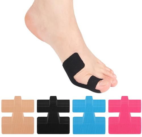 XFSRG Lot de 24 Bandes de Kinésiologie Prédécoupées pour Hallux Valgus Ruban de Kinesiologie Accessoires de Soutien en Coton pour Orteils et Pieds