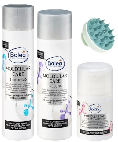 BaleaPROFESSIONAL Molecular Care - Kit de cuidado del cabello: champú Molecular Care, 250 ml + acondicionador Molecular Care, 200 ml + Mascarilla para el pelo de 50 ml + Cepillo para el cuero