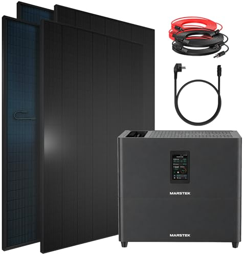 SUNNIVA® 1840W Balkonkraftwerk mit 5,12 kWh Speicher MARSTEK Jupiter C + Plus, BIFAZIAL FULLBLACK komplett Steckdose, PV Solaranlage Komplettset mit Solarspeicher, 4x 460W N-Type Glas-Glas Bifacial PV