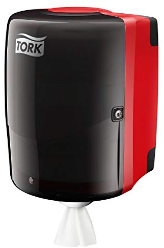 Tork Maxi Innenabrollungsspender Rot und Rauchgrau W2, Robustes Design, Performance Linie, 44,7 cm × 32,8 cm × 30,2 cm, 653008