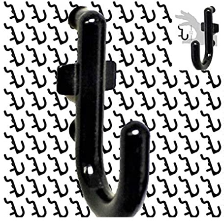 WallPeg 100Pcs Pegboard Accessory Peg Hook Set – Durable, Self-Locking Black 1/4 J-Style FlexLock Peg Hooks for Hanging Tools, Storage, and Wall Organization