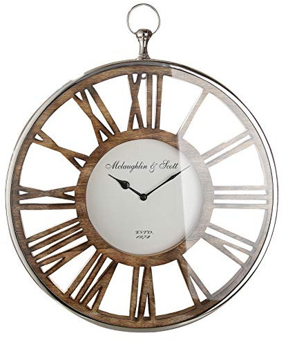 GILDE Uhr - Wanduhr aus Holz mit Metall für eine AA Batterie D 50 cm