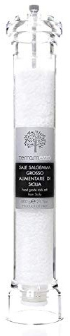 Terramezzo Sicilian Salt Ceramic Grinder (420g x 30cm tall) Rich in Magnesium/Potassium Refillable Historic area of salt production is traced back to 800 BC Great to season Meat Fish Pasta Salads.