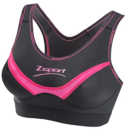 Zsport Soft Touch - Reggiseno Sportivo da Donna, Donna, Reggiseno Sportivo, F-SOFBR, Nero/Rosa, 3, Coppa C