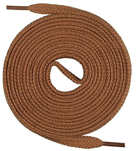 Mount Swiss©, lacci premium, 1 paio di lacci piatti in 100% cotone, resistenti agli strappi, larghezza 7 mm, Adulto (Unisex), marrone chiaro, 70 cm