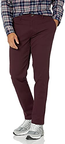 Amazon Essentials herr Skinny-Fit Casual Stretch Chino-byxa, vinröd, 36 B x 32 L
