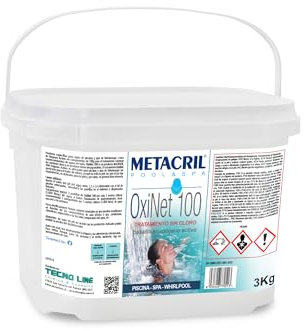 Metacril OxiNet 100, Ossigeno Attivo in Pastiglie da 100 gr, per Piscina o Spa Idromassaggio di tutte le marche o modelli - 3 KG