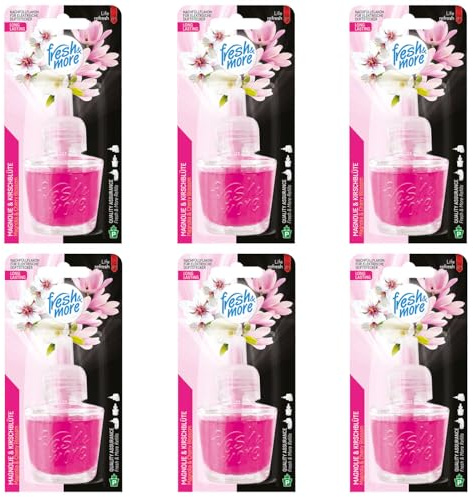 Fresh&More - 6 botellas de recambio para ambientador eléctrico (19 ml), diseño de magnolia y flor de cerezo