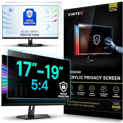 VINTEZ Universal 17-19 - 17, 17.1, 18.1, 19 - 5:4 Aspect Ratio - Computer Privacy Screen Filter for Widescreen Computer Monitors - 15.3 x 12.6 = 390 x 320 mm - Monitor Frame Hanging Type