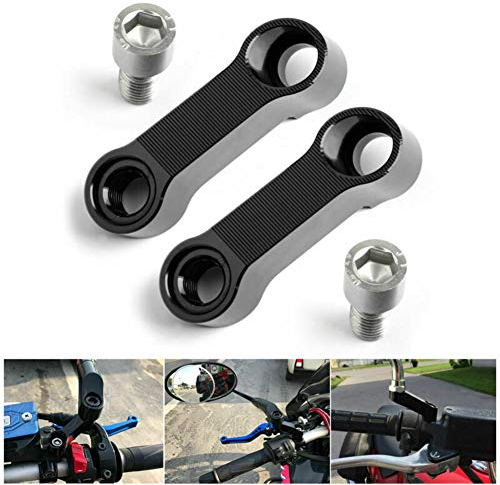 10mm Motorrad Spiegelverlängerung Adapter,MoreChioce 2 Stück CNC Aluminium Spiegel-Verlängerung Riser Basis Spiegel Extender Adapter für Motorrad, Fahrrad,Schwarz