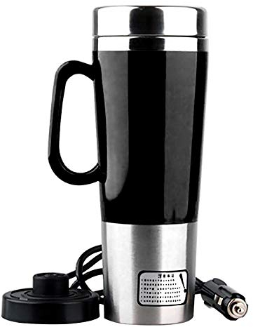 24V tragbarer Auto Elektro-Heizkessel, 450ML Edelstahl Auto Reise Heizung Tasse Trinkbecher mit DC 24V Ladegerät Wasserkessel für Wasser Tee Kaffee Milch(24V)