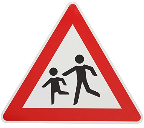 BauSupermarkt24 ORIGINAL Verkehrsschild Nr. 136-10 * Kinder, Aufstellung rechts * SL 900 mm Verkehrszeichen Achtung Warnschild Strassenschild Hinweisschild Gefahrenzeichen Schild Gefahrenschild Kind