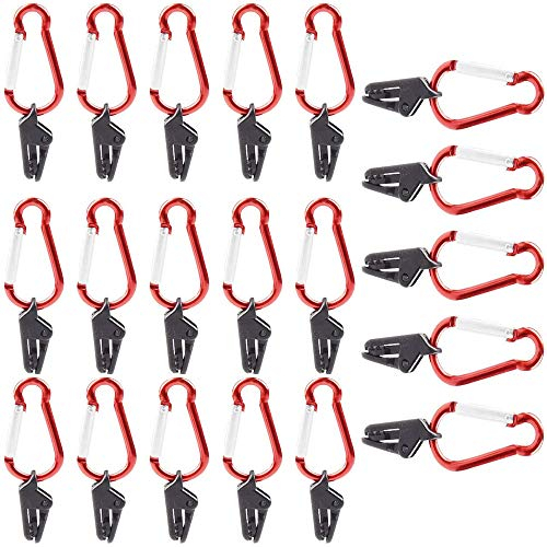 Tadpolez 20 Stück Zeltclip, Kunststoff + Aluminiumlegierung, Clip mit Aluminium-Verriegelung, Praktisch, Langlebig, Unauffällig, Rot
