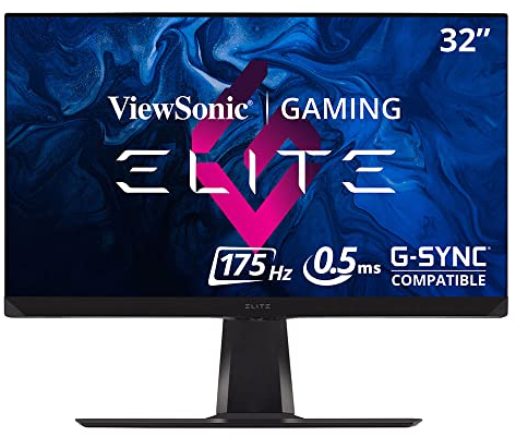 ViewSonic Elite XG320Q 32-inch 1440p QHD Gaming Monitor with 175Hz, 0.5ms, HDR 600, G-Sync Compatible, 99% AdobeRGB, HDMI, DisplayPort and Advanced Adjustable Stand for Esports