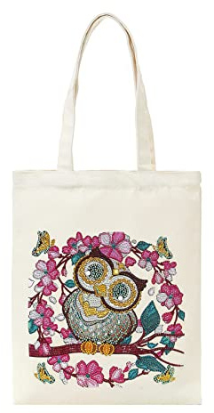 DIY Diamantmålning Tygväska Strassmålning Canvas Shoppingväska Art Craft Axelväskor för Kvinnor Flicka(BB023)