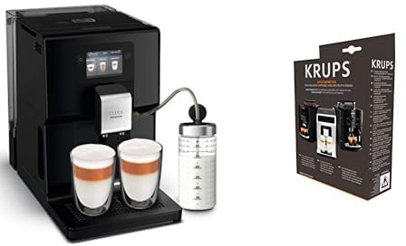 Krups EA8738 Intuition Preference Kaffeevollautomat inkl. Milchbehälter 11 Getränke |OTC-System,1450W|3L|Schwarz & XS5300 Reinigungs- u. Pflegeset für Kaffeevollautomaten