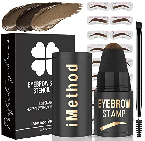 iMethod Augenbrauen Stempel und Schablonen Kit Stamping Kit für Perfektes Augenbrauen Make-up Augenbrauen Pomade 20 Eye Brow Shaping Kit Einfach zu Bedienen Langlebig Dunkelbraun