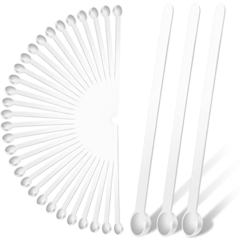 Prasacco 32 Stück Teelöffel, Mini Plastiklöffel Messlöffel 150mg Mikro Dosierlöffel Mikroschaufel für Labor Gläser Kosmetik Gewürze Pulver (Weiß)