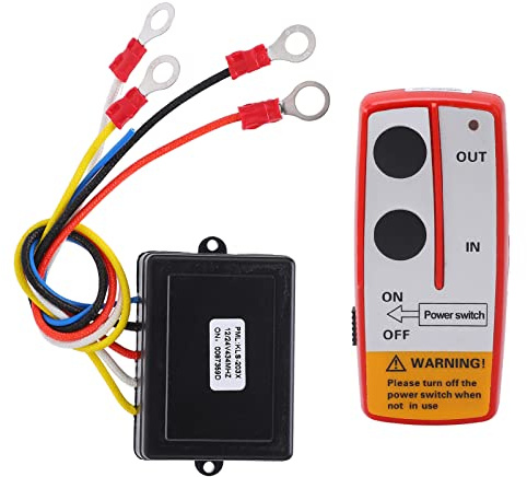 Aramox Universal Winch Wireless Remote Control Switch Kit Winch Hand Control Assembly With Receiver 12V 24V For Truck ATV SUV(Rot)