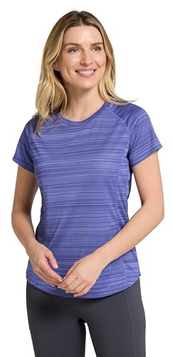 Mountain Warehouse Endurance Striped Womens Tee - Lightweight, Moisture Wicking T-Shirt, Quick Dry Top – for Spring Summer, Gym & Hiking Cobalt (Stripe) Women's Size 12