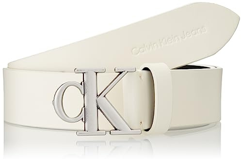 Calvin Klein Jeans Damen Gürtel 3,0 cm Ledergürtel, Weiß (Ivory), 100