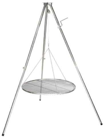 Griglia girevole a tre zampe in acciaio inox e 70 cm griglia in acciaio inox 6 mm aste e borsa