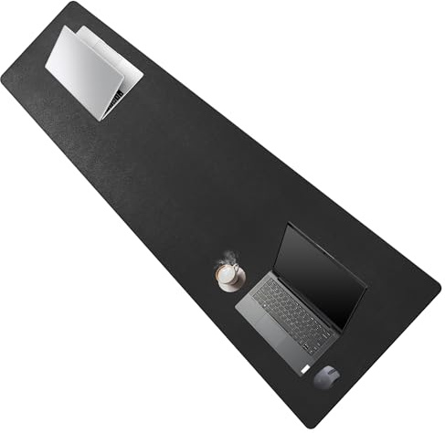 Cacoy 180x40 cm PU-Leder Schreibtischunterlage, Groß Gaming-Mauspad XXL, Multifunktionale große Schreibtischmatte, Wasserdichte Tischunterlage, Erweitertes Büro Schreibunterlage (Schwarz)