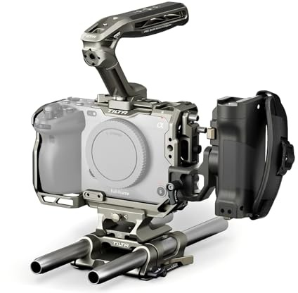 Tilta FX3 FX30 Cage, gabbia per telecamera completa compatibile con il kit Sony FX3/FX30 Pro con impugnatura superiore Lato sinistro Impugnatura di potenza avanzata - Grigio titanio TA-T16-C-TG