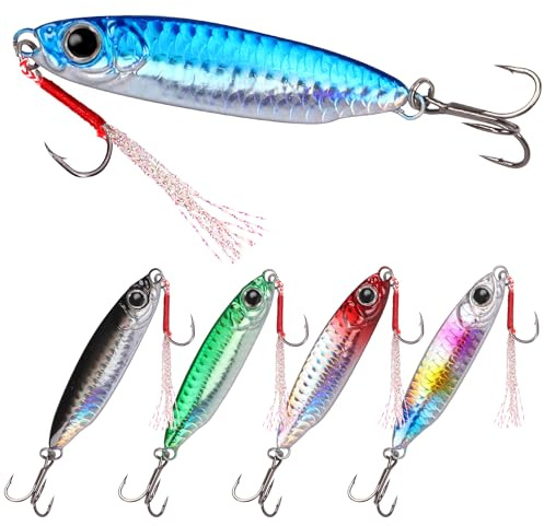 Tripquips Señuelos de pesca de agua salada con ganchos ultra afilados, señuelo de cuchara de agua salada para atún, salmón, mero, señuelo de pesca en el mar, cuchara de arrastre para pesca de lubina