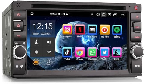 Erisin Universal 8 núcleos 4GB+64GB Android 14 Radio Coche Bluetooth GPS Navegador Pantalla Táctil 2 DIN Soporte CarPlay inalámbrico Android Auto DSP WiFi 4G Dab+ RDS FM OBD2 USB Reproductor CD DVD