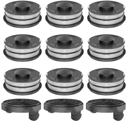 Trimmer-Spulenkappe und Schnur, Abdeckkappe für Rasentrimmer + Spule und Faden für Einhell GC-ET 4530 3405685 Spulen Kappe Abdeckung Rasentrimmer Zubehör (3 Abdeckungen + 9 Spulenschnur)