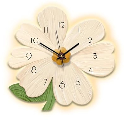Ergocar Wanduhr, Kunstdekorative Led-Wanduhr, Moderne Blumen-Hängeuhr, Geeignet Für Wohnzimmer, Schlafzimmer, Arbeitszimmer, Büro