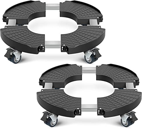 Yeabett Pflanzenroller, Blumentopf Untersetzer mit Rollen 38-56cm Verstellbar, 200 kg Tragkraft, Feststellbare BlumentopfräDer für GroßE PflanzgefäßE im Innen- und AußEnbereich, Schwarz, 2 Packung
