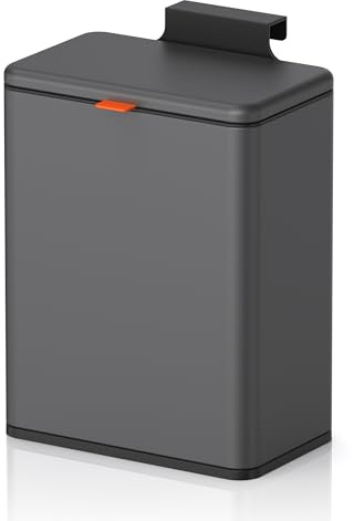 Mbillion 2.1 Gal Brushed Black Hanging Stainless Steel Compost Bin | 8L trash can with lid, cabinet & under sink door mount design, for kitchen, RV and bathroom food waste storage
