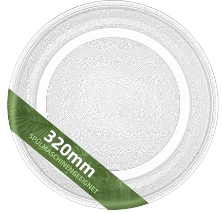 Gemroom 32 cm Mikrowellen Drehteller Platte Ersatz GE WB49X10139 Kompatibel mit 321 mm WPW10267856 Whirlpool Mikrowellen Glas Drehteller