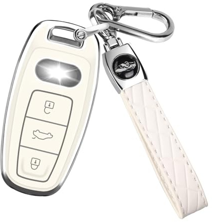 FT FUNTOR Autoschlüssel Hülle für Audi, TPU Autoschlüssel Schutzhülle, 3 Tasten Schlüsselcover Schlüsselhülle Passt für Audi S6 RS6 S7 RS7 A6L A6 A7 E-Tron (Weiß)