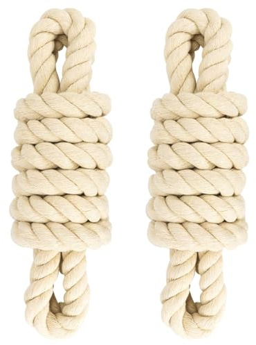 Faxco 2 Pack 10ft Natural Twisted Cotton Rope - Strong Triple-Strand Rope for Sports, Crafts, Indoor/Outdoor Use