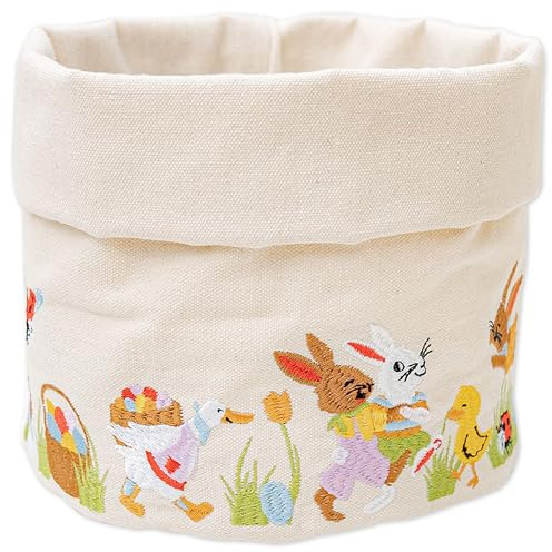 Papierdrachen Brotkorb Osterhasenwelt - Tischdeko - Ostern - mit Bestickung - langlebig - zum Aufbewahren von Brot und Gebäck