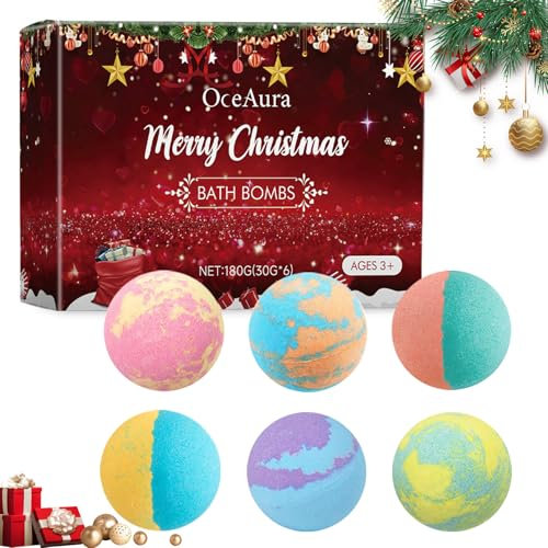 Bombes de bain cadeaux de Noël pour femmes, hydratant et parfum durable, bombes de bain cadeaux pour femmes, parfum floral relaxant et apaisant, additif de bain bien-être