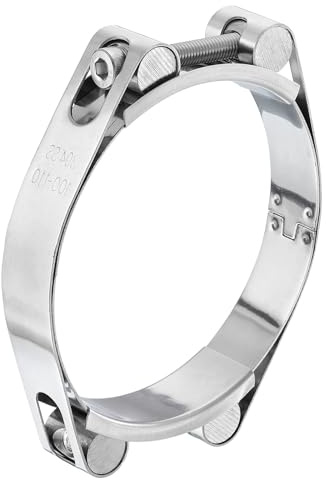 sourcing map T-Bolt Hose Clamp, 304 Stainless Steel Intake Soft Hose, Clamp Range 100-110mm for 4.33 Hose ID, T-Clamps for Automotive, Intercooler, Radiator, Silver