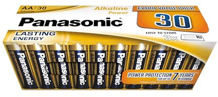 Panasonic, AA batterien, 30 Stück, Mignon, LR6, 1.5V, Auslaufschutz, 7 Jahre bei Lagerung, am besten für Fernbedienungen, Waagen, Uhren, langlebige, verlässliche Energie