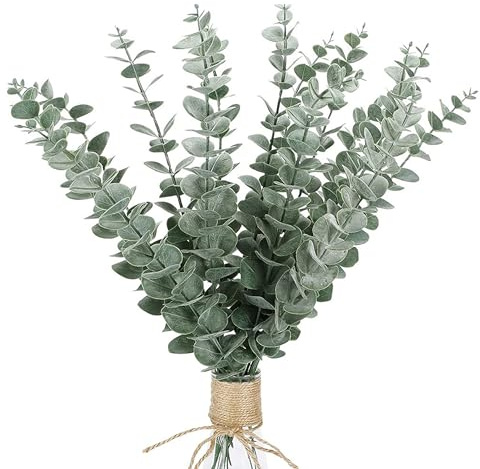 Künstliche Eukalyptusstiele, Blätter, 30 Sträuße, künstlicher Eukalyptus, 38,1 cm, echte, grau-grüne Blätter, Eukalyptusstiele für Blumenarrangement, Hochzeitsdekoration