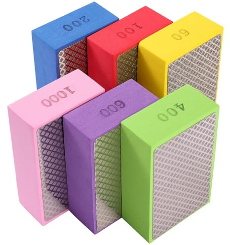 Diheohg 6 cuscinetti diamantati per lucidare a mano, 60/100/200/400/600/1000 diamantati per piastrelle, tampone abrasivo